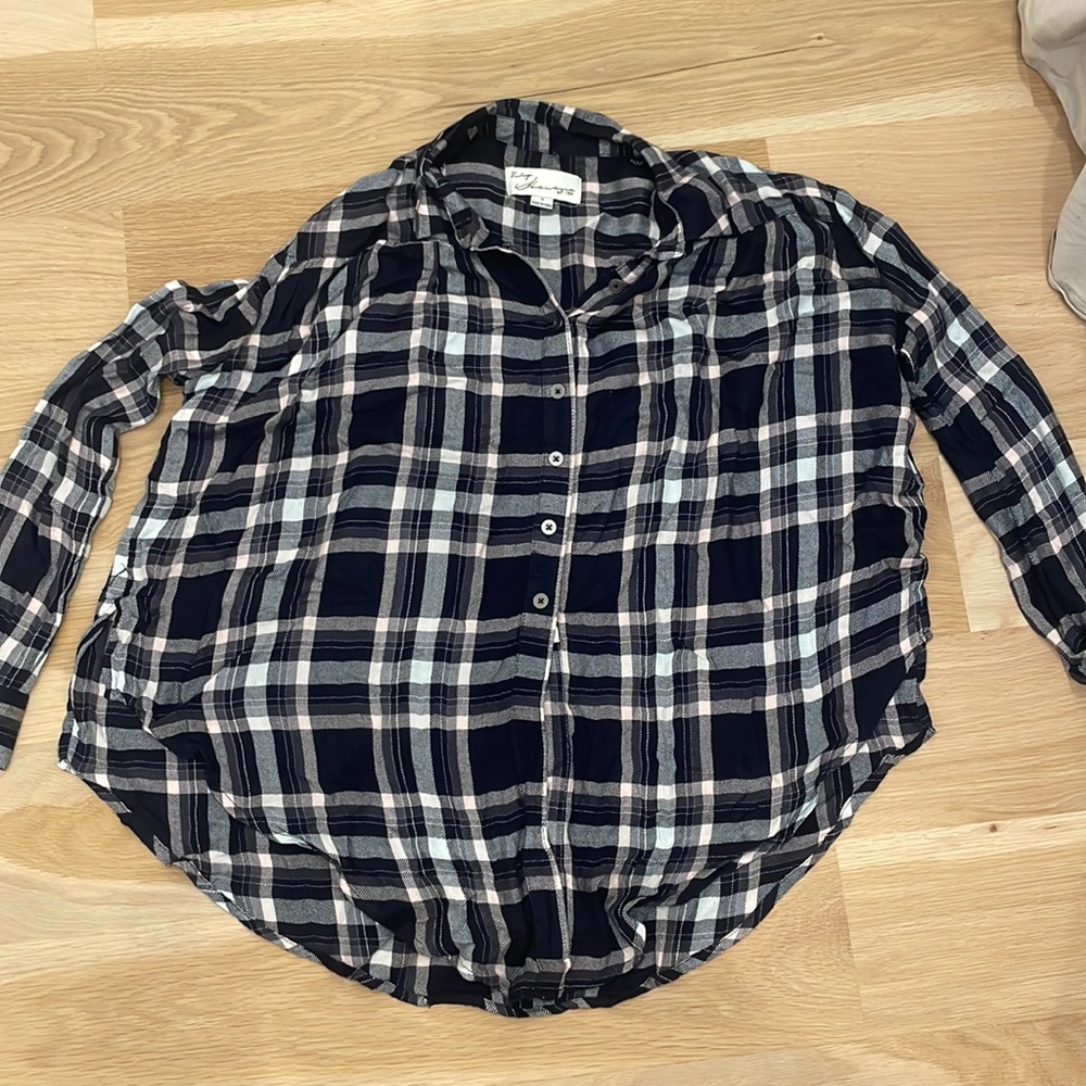 Navy, pink and white flannel